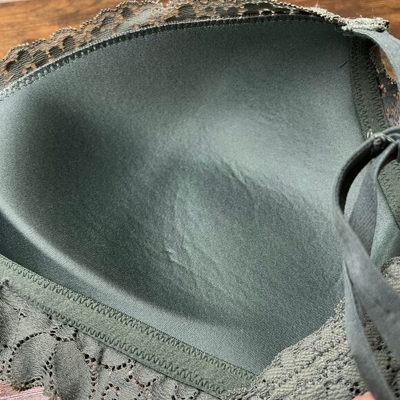 Aerie Real Happy Bra 36D Wireless Lightly Lined Candy Lace Floral Bralette Green - Picture 10 of 12
